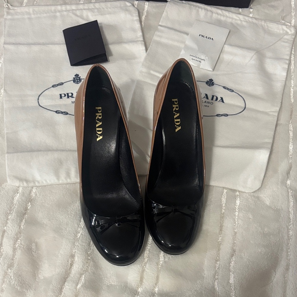Prada Black and Tan Women's Heels